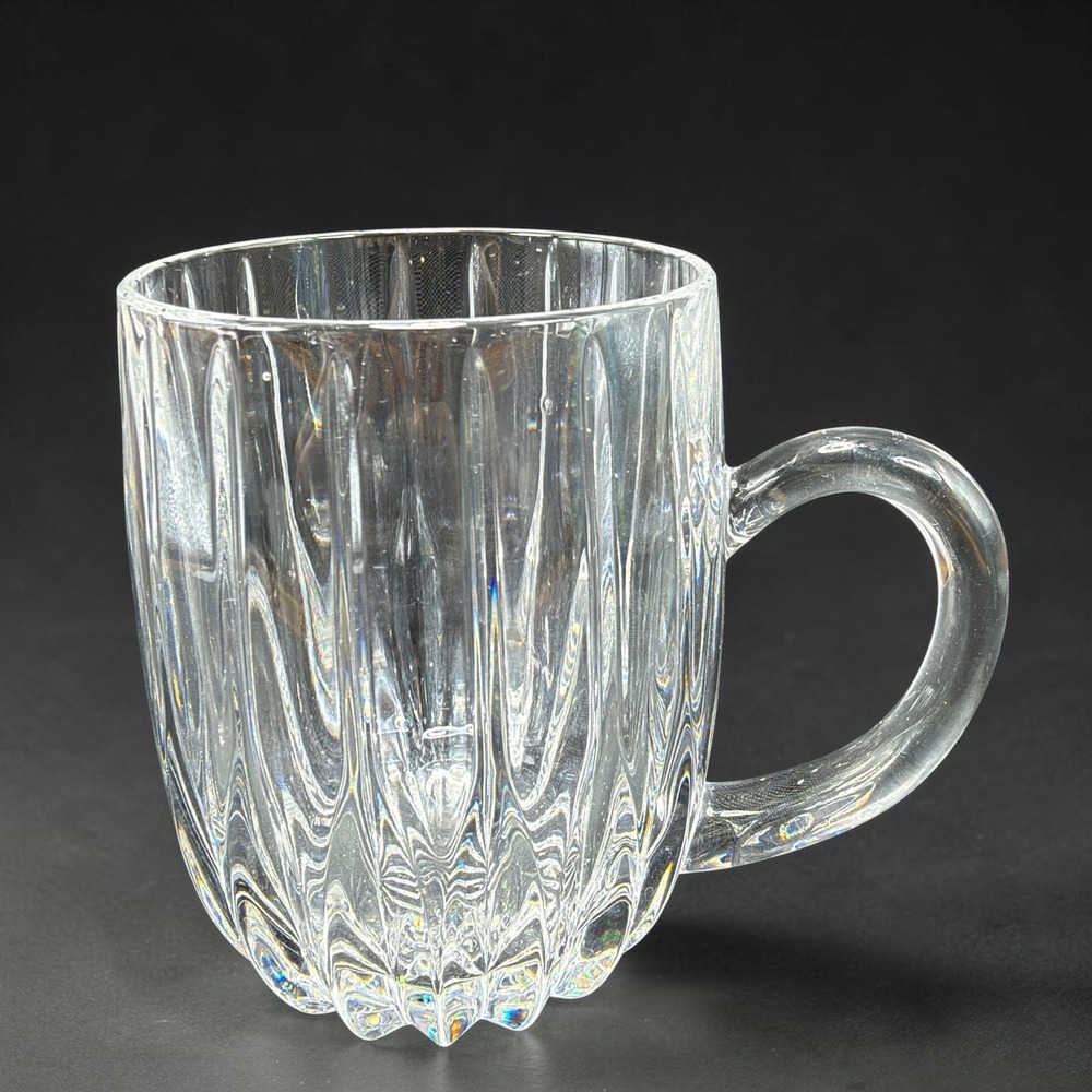 Mikasa Park Lane Crystal Mug Clear Glass Coffee Tea Cup 4 Inch Vertical Cuts